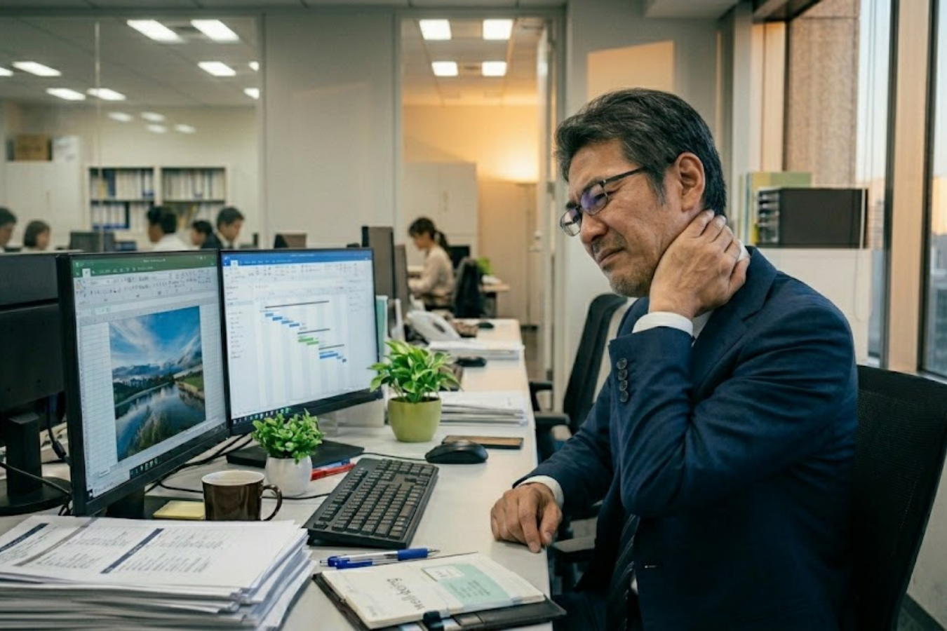 脳疲労が引き起こすストレートネック